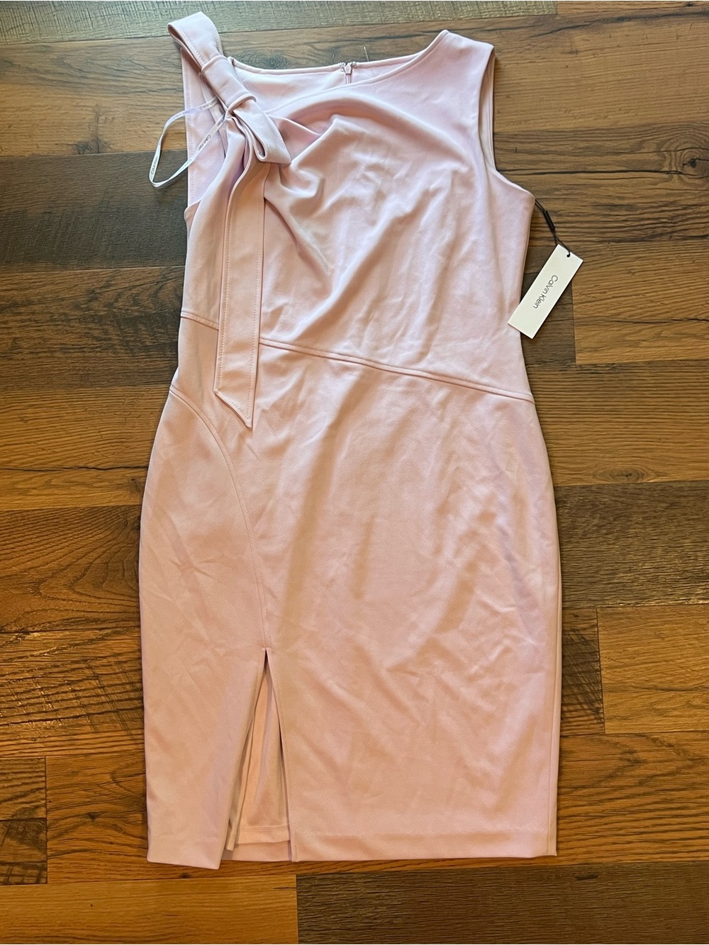 Calvin Klein Light Pink One-Shoulder Sheath Dress with Bow
